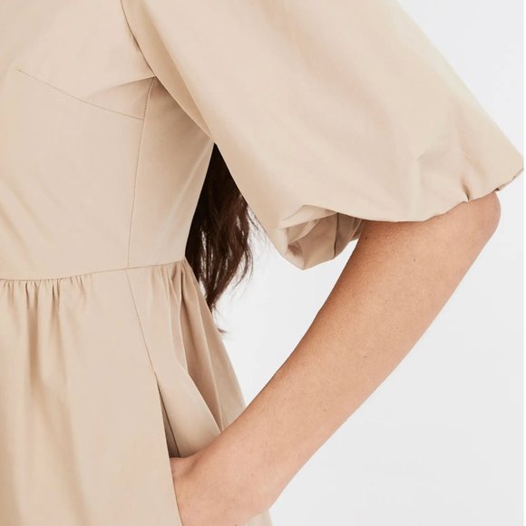 Madewell Poplin V-Neck Bubble-Sleeve Mini Dress - Picture 4 of 6